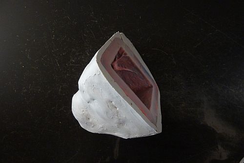 Silikonform, mit Gipsüberzug stabilisiert